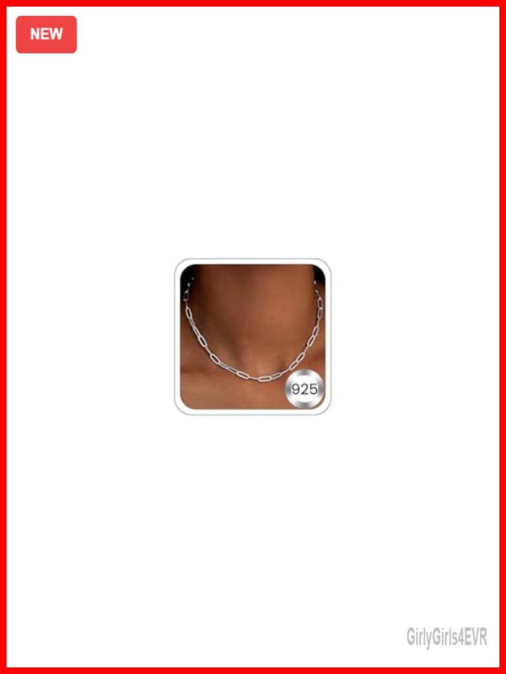 925 Sterling Silver Paperclip Necklace 18 Inch Chain Sturdy & Durable Women's